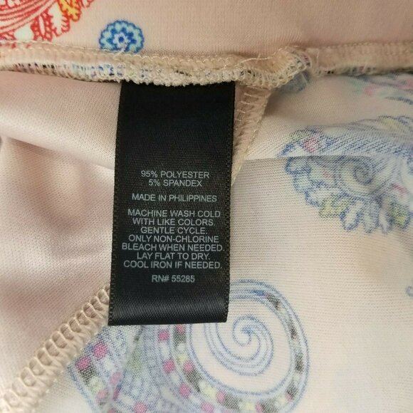 Express Women's Small Pants Pull On Pleated Stretch Paisley Pink Blue Pockets - Picture 7 of 7